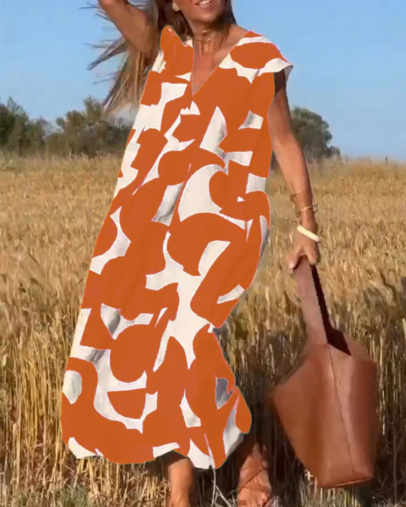 Milena | Haljina s uzorkom i V-izrezom