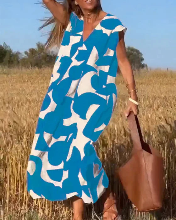 Milena | Haljina s uzorkom i V-izrezom